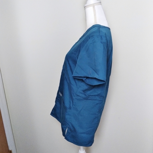 Grey's Anatomy Faux Wrap Teal Scrub Top - Picture 5 of 8